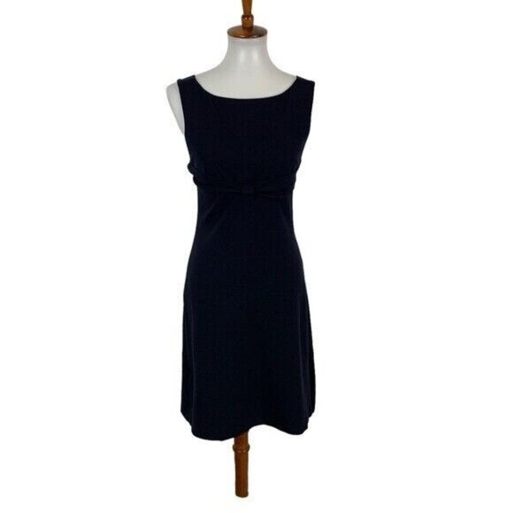 Diane Von Furstenberg Navy Sleeveless Bow Accent Cocktail Dress Classy Chic 4 - Picture 1 of 6